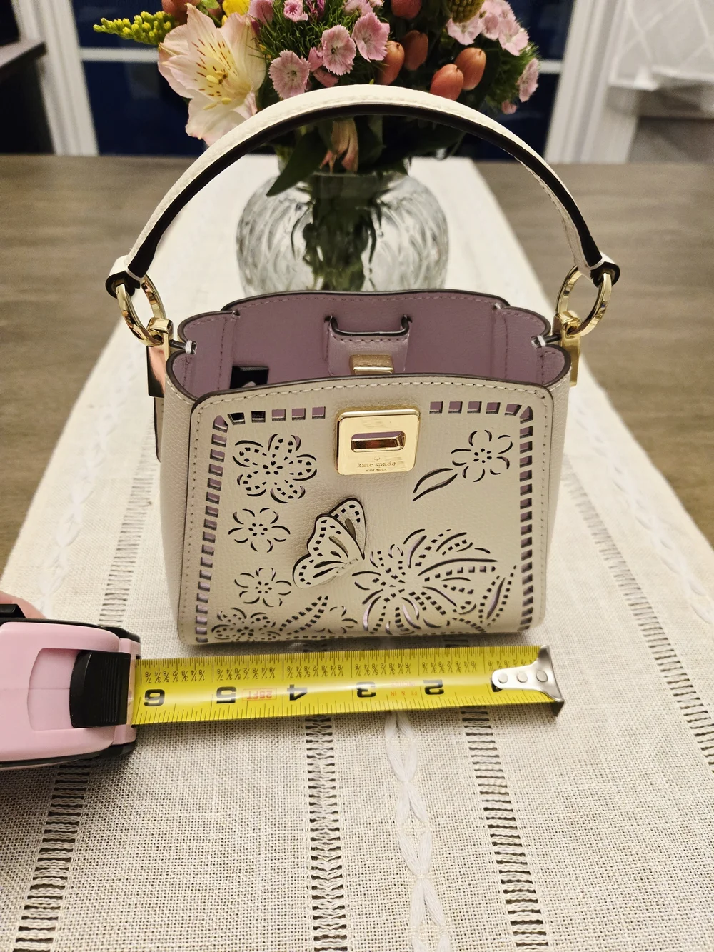 ✨ Kate Spade Phoebe Perforated Mini Top Handle Bag in Meringue/White.